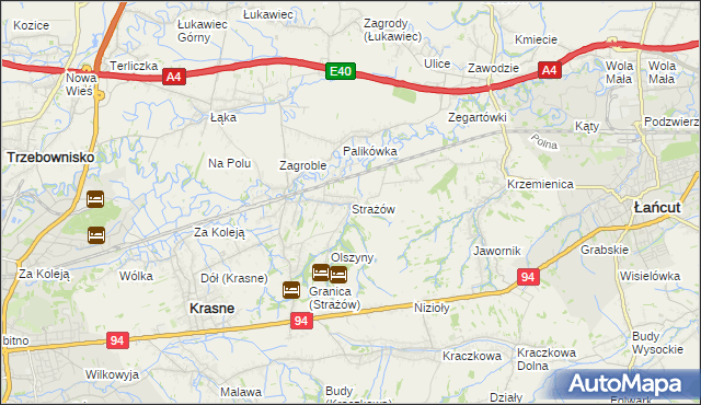 mapa Strażów, Strażów na mapie Targeo