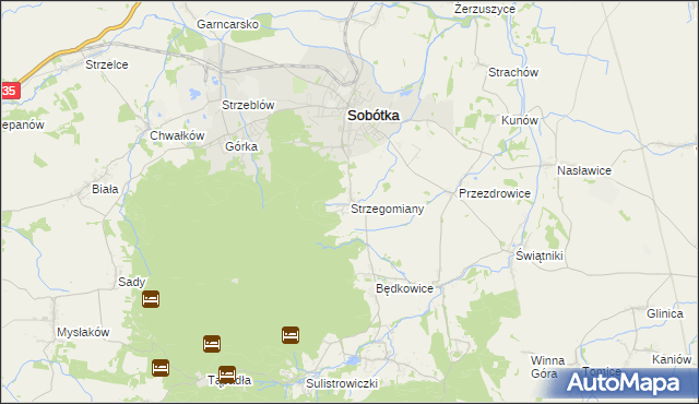 mapa Strzegomiany, Strzegomiany na mapie Targeo