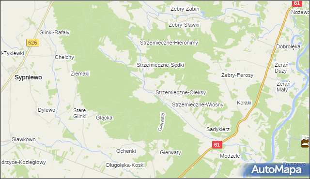 mapa Strzemieczne-Oleksy, Strzemieczne-Oleksy na mapie Targeo