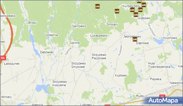 mapa Strzyżewo Paczkowe, Strzyżewo Paczkowe na mapie Targeo