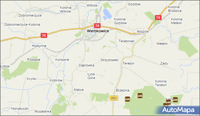 mapa Strzyżowiec gmina Werbkowice, Strzyżowiec gmina Werbkowice na mapie Targeo