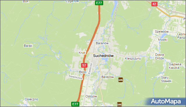 mapa Suchedniów, Suchedniów na mapie Targeo