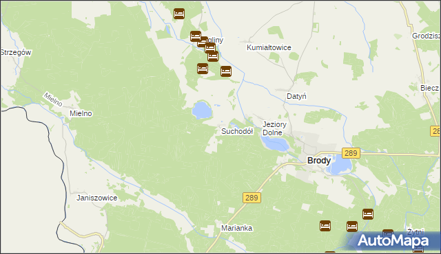 mapa Suchodół gmina Brody, Suchodół gmina Brody na mapie Targeo