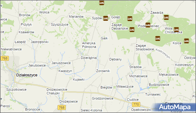 mapa Sudół gmina Działoszyce, Sudół gmina Działoszyce na mapie Targeo