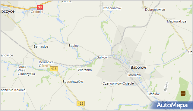 mapa Sułków gmina Baborów, Sułków gmina Baborów na mapie Targeo