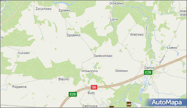 mapa Świecichowo, Świecichowo na mapie Targeo