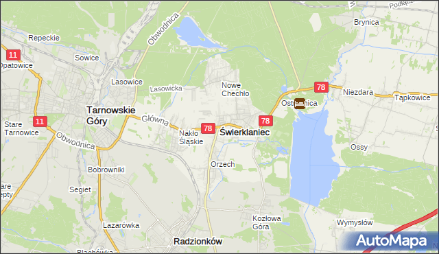 mapa Świerklaniec, Świerklaniec na mapie Targeo