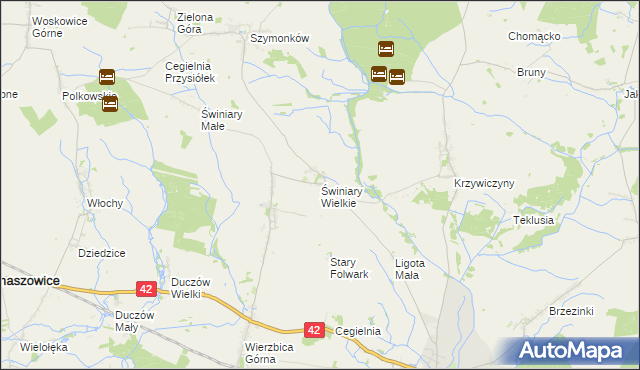 mapa Świniary Wielkie, Świniary Wielkie na mapie Targeo