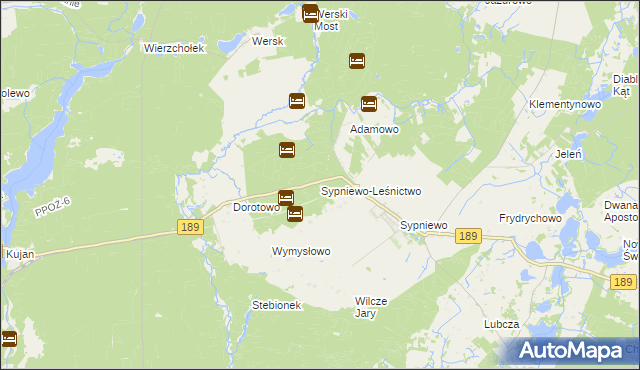 mapa Sypniewo-Leśnictwo, Sypniewo-Leśnictwo na mapie Targeo