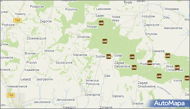 mapa Sypów, Sypów na mapie Targeo