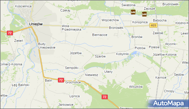 mapa Szarów gmina Poddębice, Szarów gmina Poddębice na mapie Targeo