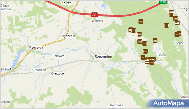 mapa Szczaniec, Szczaniec na mapie Targeo