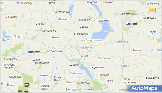 mapa Szczytno gmina Choceń, Szczytno gmina Choceń na mapie Targeo
