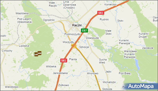 mapa Szkocja gmina Raczki, Szkocja gmina Raczki na mapie Targeo