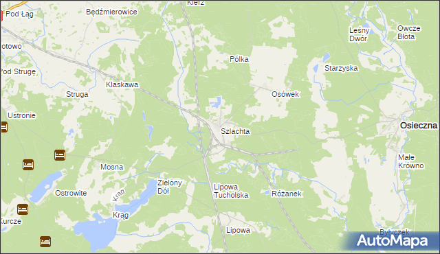 mapa Szlachta gmina Osieczna, Szlachta gmina Osieczna na mapie Targeo