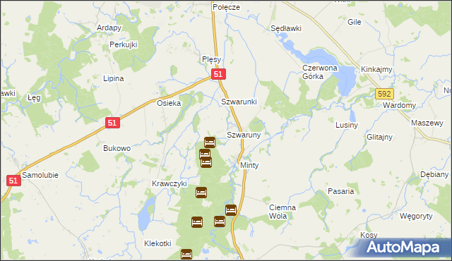 mapa Szwaruny, Szwaruny na mapie Targeo