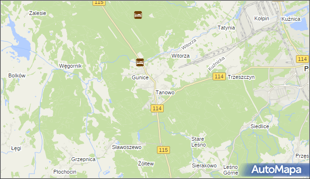 mapa Tanowo, Tanowo na mapie Targeo