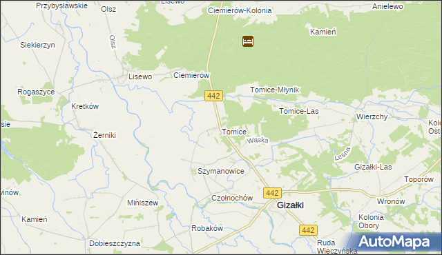 mapa Tomice gmina Gizałki, Tomice gmina Gizałki na mapie Targeo