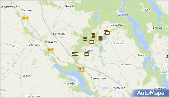 mapa Tomki gmina Zbiczno, Tomki gmina Zbiczno na mapie Targeo