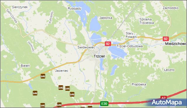 mapa Trzciel powiat międzyrzecki, Trzciel powiat międzyrzecki na mapie Targeo