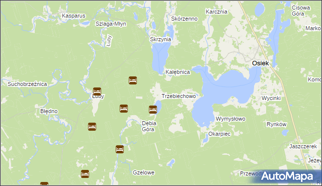 mapa Trzebiechowo gmina Osiek, Trzebiechowo gmina Osiek na mapie Targeo