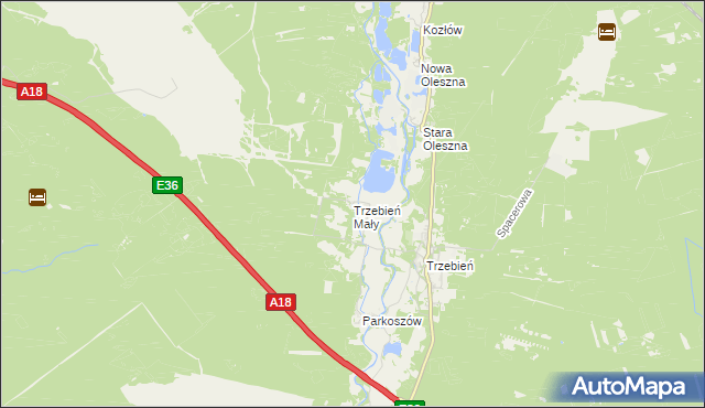 mapa Trzebień Mały, Trzebień Mały na mapie Targeo