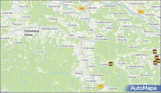 mapa Tylmanowa, Tylmanowa na mapie Targeo