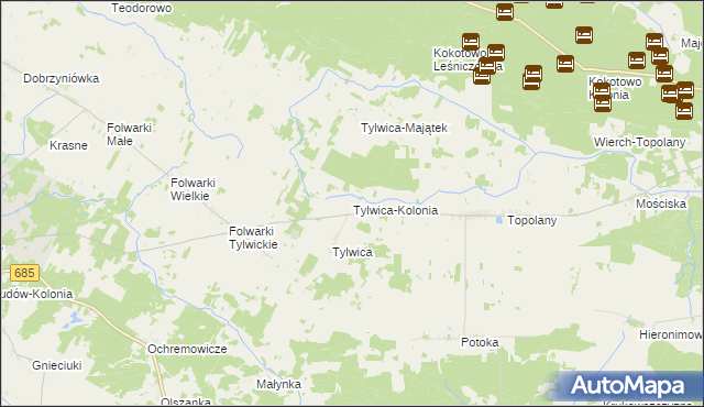 mapa Tylwica-Kolonia, Tylwica-Kolonia na mapie Targeo