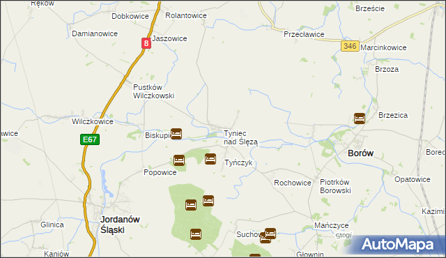 mapa Tyniec nad Ślęzą, Tyniec nad Ślęzą na mapie Targeo