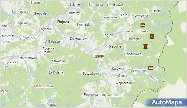 mapa Ujsoły, Ujsoły na mapie Targeo