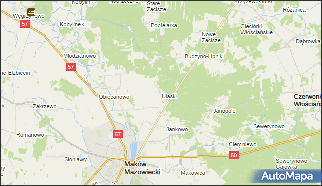 mapa Ulaski gmina Czerwonka, Ulaski gmina Czerwonka na mapie Targeo