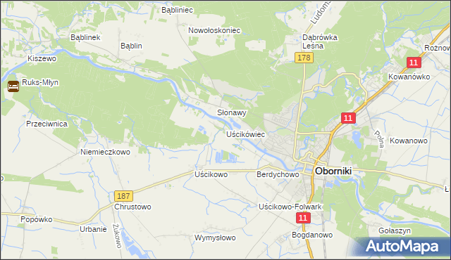 mapa Uścikówiec, Uścikówiec na mapie Targeo