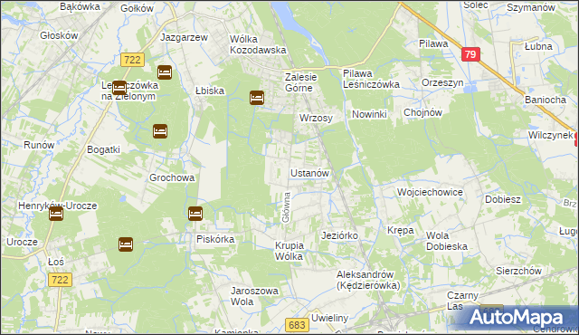 mapa Ustanów, Ustanów na mapie Targeo