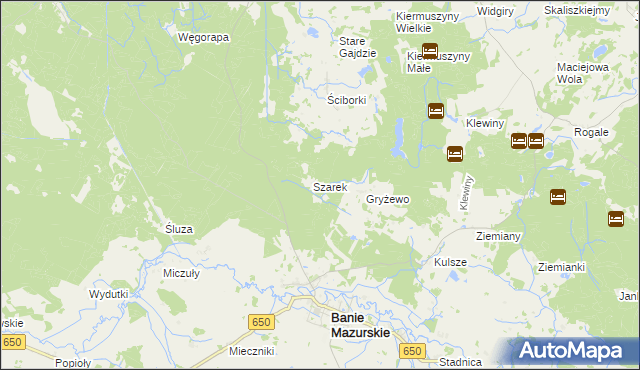 mapa Ustronie gmina Banie Mazurskie, Ustronie gmina Banie Mazurskie na mapie Targeo