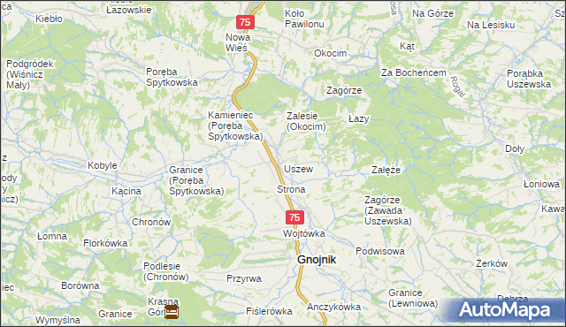 mapa Uszew, Uszew na mapie Targeo