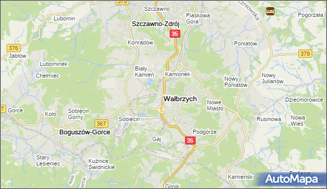 mapa Wałbrzycha, Wałbrzych na mapie Targeo