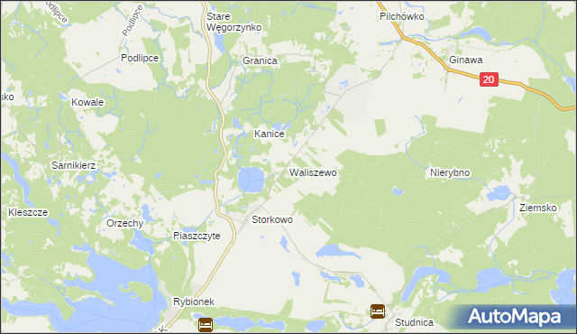 mapa Waliszewo gmina Ińsko, Waliszewo gmina Ińsko na mapie Targeo