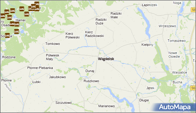 mapa Wąpielsk, Wąpielsk na mapie Targeo