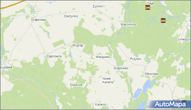 mapa Wargowo gmina Czarna Dąbrówka, Wargowo gmina Czarna Dąbrówka na mapie Targeo