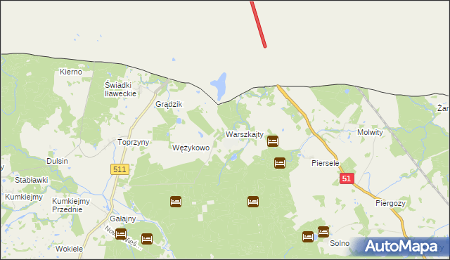 mapa Warszkajty, Warszkajty na mapie Targeo