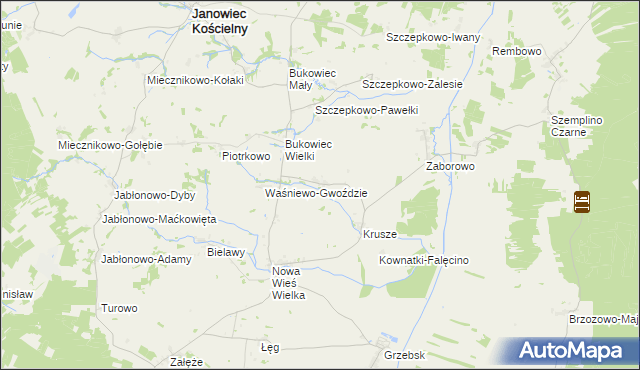 mapa Waśniewo-Grabowo, Waśniewo-Grabowo na mapie Targeo