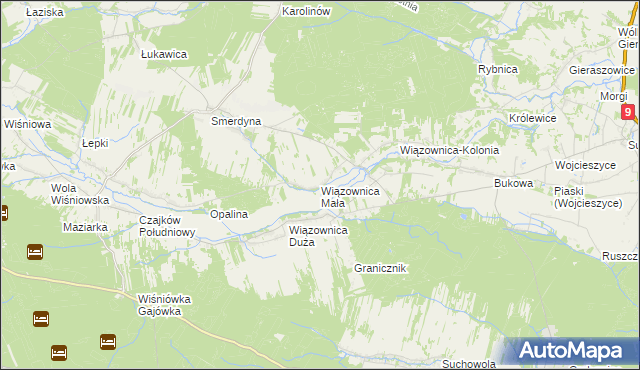 mapa Wiązownica Mała, Wiązownica Mała na mapie Targeo