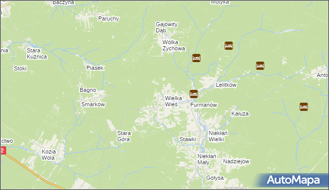 mapa Wielka Wieś gmina Stąporków, Wielka Wieś gmina Stąporków na mapie Targeo