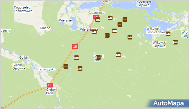 mapa Wielki Bór gmina Giby, Wielki Bór gmina Giby na mapie Targeo