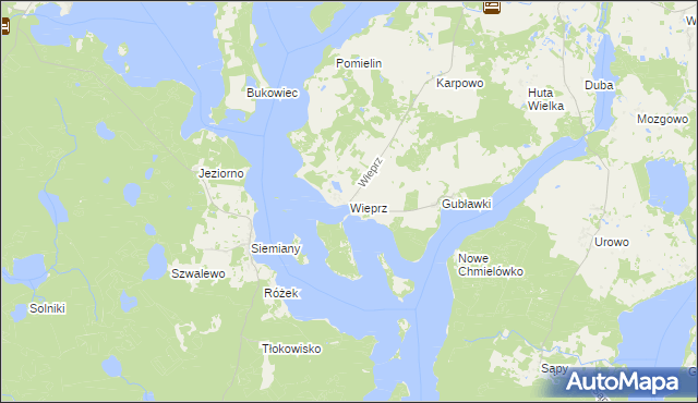 mapa Wieprz gmina Zalewo, Wieprz gmina Zalewo na mapie Targeo