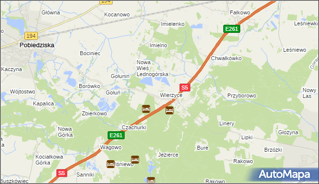 mapa Wierzyce, Wierzyce na mapie Targeo