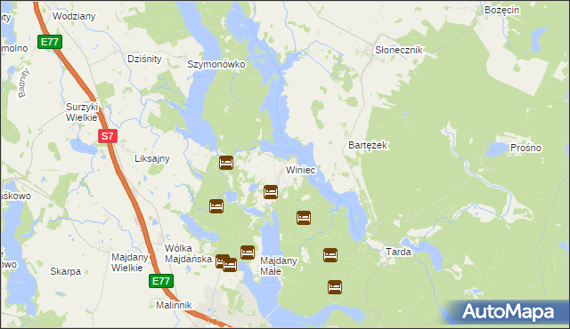 mapa Winiec, Winiec na mapie Targeo