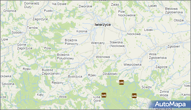 mapa Wiśniowa gmina Iwierzyce, Wiśniowa gmina Iwierzyce na mapie Targeo