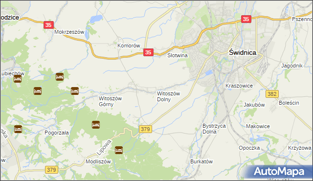 mapa Witoszów Dolny, Witoszów Dolny na mapie Targeo