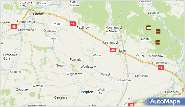 mapa Witów gmina Irządze, Witów gmina Irządze na mapie Targeo